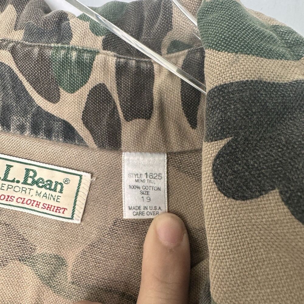 Vintage 80’s Men’s LL Bean Camo Hunting Longsleeve Tshirt Size 19 tall Made USA - Picture 3 of 6